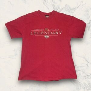 Harley Davidson Legendary Red Short Sleeve T Shirt Clinton, Iowa Men Size Large